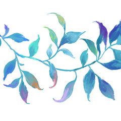 Abstract beautiful watercolor oil painting leaves and branches