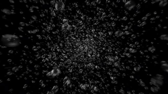 3d render beautiful motion through the underwater bubbles cloud on black and white backgrounds. Seamless loop 3d animation of fast flowing bubbles mass. 4k Ultra HD 3840x2160.