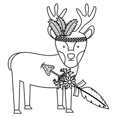 reindeer with feathers hat and arrow bohemian style
