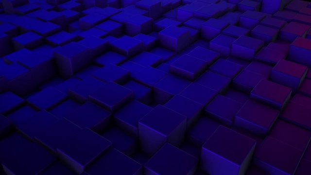 Abstract video background with blue and red backlighting. Chaotic vertical movement of objects.