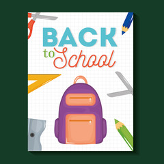 notebook sheet with back to school and set icons