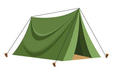 Camping travel tent equipment cartoon - obrazy, fototapety, plakaty