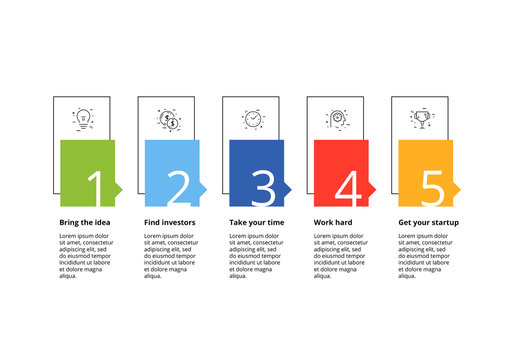 5 Step Infographic with Rainbow Elements