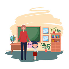 woman with daughter of back to school