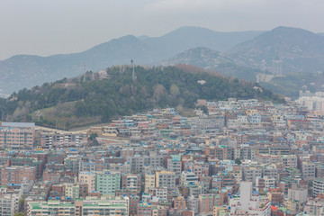 Fototapeta na wymiar Aerial view of the Busan cityscape from Busan Tower