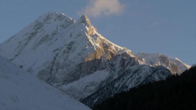 Marmolada from Campitello di Fass in winter, Italian Dolomites, UNESCO World Heritage Site, Province of Trento, Italy, Europe
