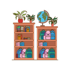 bookshelf with school books vector illustrator