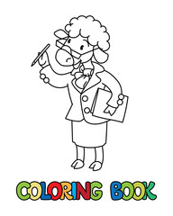 Sheep scientist coloring book. Animal Alphabet S