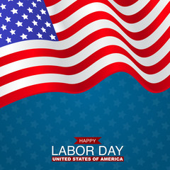 Happy Labor Day with USA flag. United States National holiday. Vector illustration.