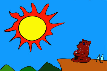 a Bear Drinking Cola