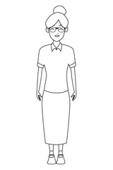 old woman smiling and happy in black and white