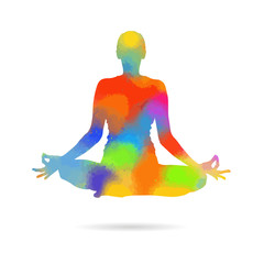 yoga. lotus position silhouette. vector illustration