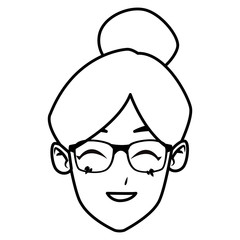 old woman smiling and happy in black and white