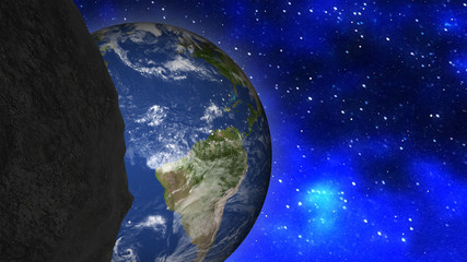 View of planets from space during meteorite. Elements of this image furnished by NASA