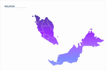 malaysia map. graphic vector map of asia countries