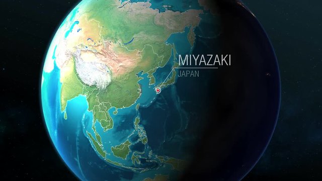 Japan - Miyazaki - Zooming from space to earth