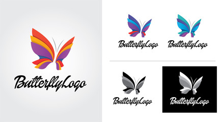 Butterfly minimalist and creative logo set