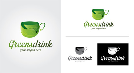 Green Drink minimalist and creative logo set