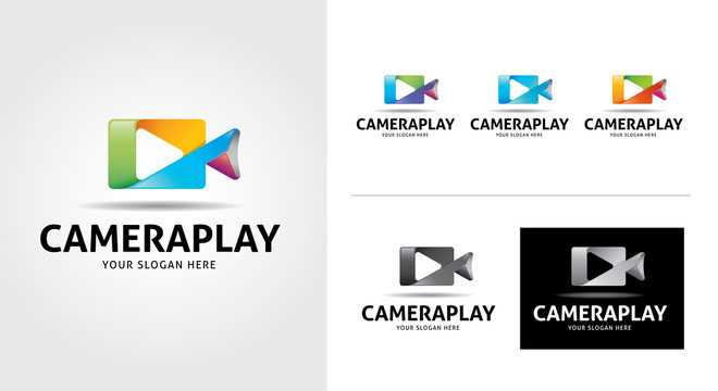 Camera Play minimalist and creative logo set