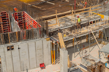workers at work for basement construction