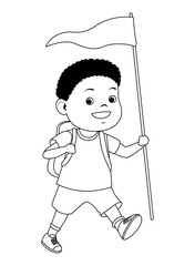 Obraz premium Kids and summer camp cartoons in black and white
