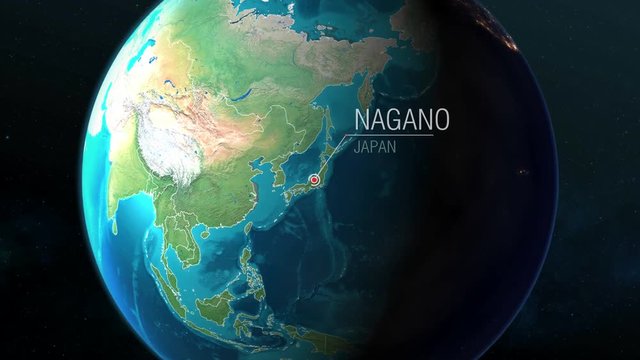 Japan - Nagano - Zooming from space to earth
