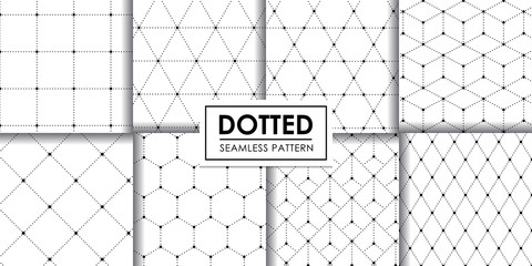 Dotted geometric seamless pattern collection, , Decorative wallpaper.