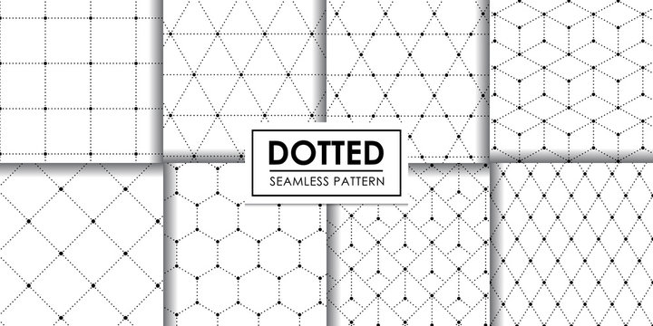 Dotted geometric seamless pattern collection, , Decorative wallpaper.