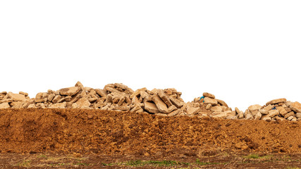 Isolates of concrete debris on the mound.