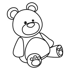 purple teddy bear cartoon symbol in black and white