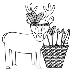 reindeer with feathers hat and basket of arrows bohemian style
