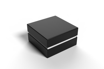 White blank luxury rigid neck box with inner foxing for branding presentation and mock up, 3d illustration.