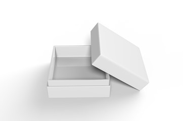 White blank luxury rigid neck box with inner foxing for branding presentation and mock up, 3d illustration.