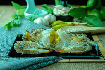 Close up of crab egg pickled fish sauce