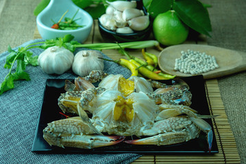 Close up of crab egg pickled fish sauce