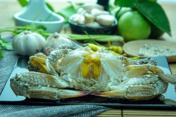 Close up of crab egg pickled fish sauce