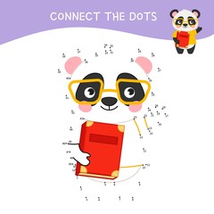 Educational game for kids. Dot to dot game for children. Cartoon cute panda.