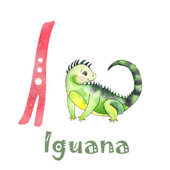 Obraz premium Watercolor animal and letter alphabet