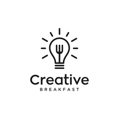 creative bulb food fork. vector icon logo design