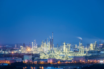 night view of petrochemical plant