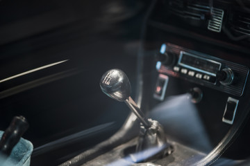 interior of a vintage car