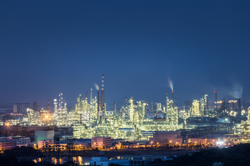 night scene of petrochemical plant