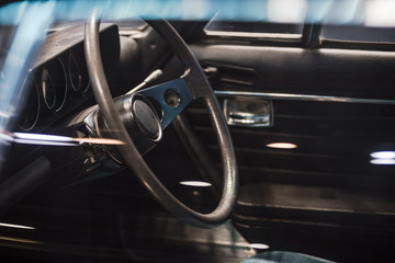 interior of a vintage car