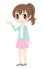 右手を挙げている女性　全身