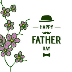 Vector illustration purple wreath frames with invitation card congratulation father days