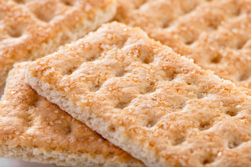 sweet Galette cookies with grains of sugar macro shot rectangular shape