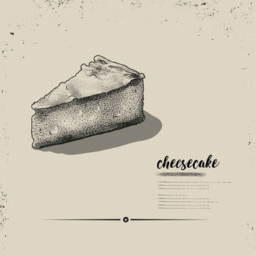 Vector cheese cake illustration sketch with hand drawn style.