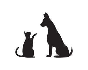 Cat and Dog vector silhouettes logo
