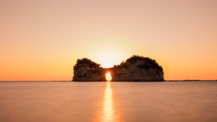 和歌山県 円月島 夕日