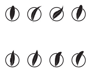 Feather pen write sign logo template